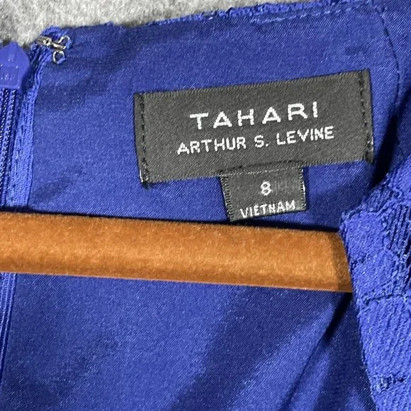 Tahari Womens Blue Square Neck Sheath Dress Size 8 Elegant Stylish - Picture 11 of 12